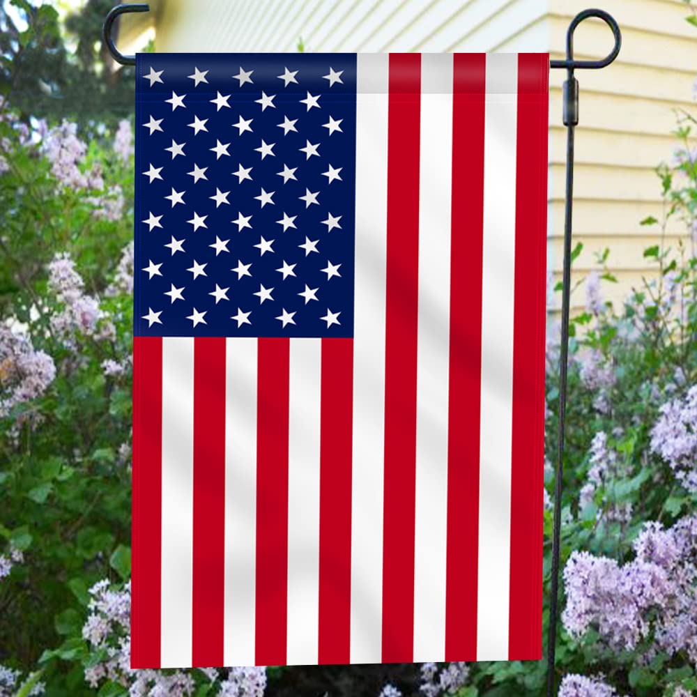 Anley patriotic US garden flag back view showing identical print visible from both sides