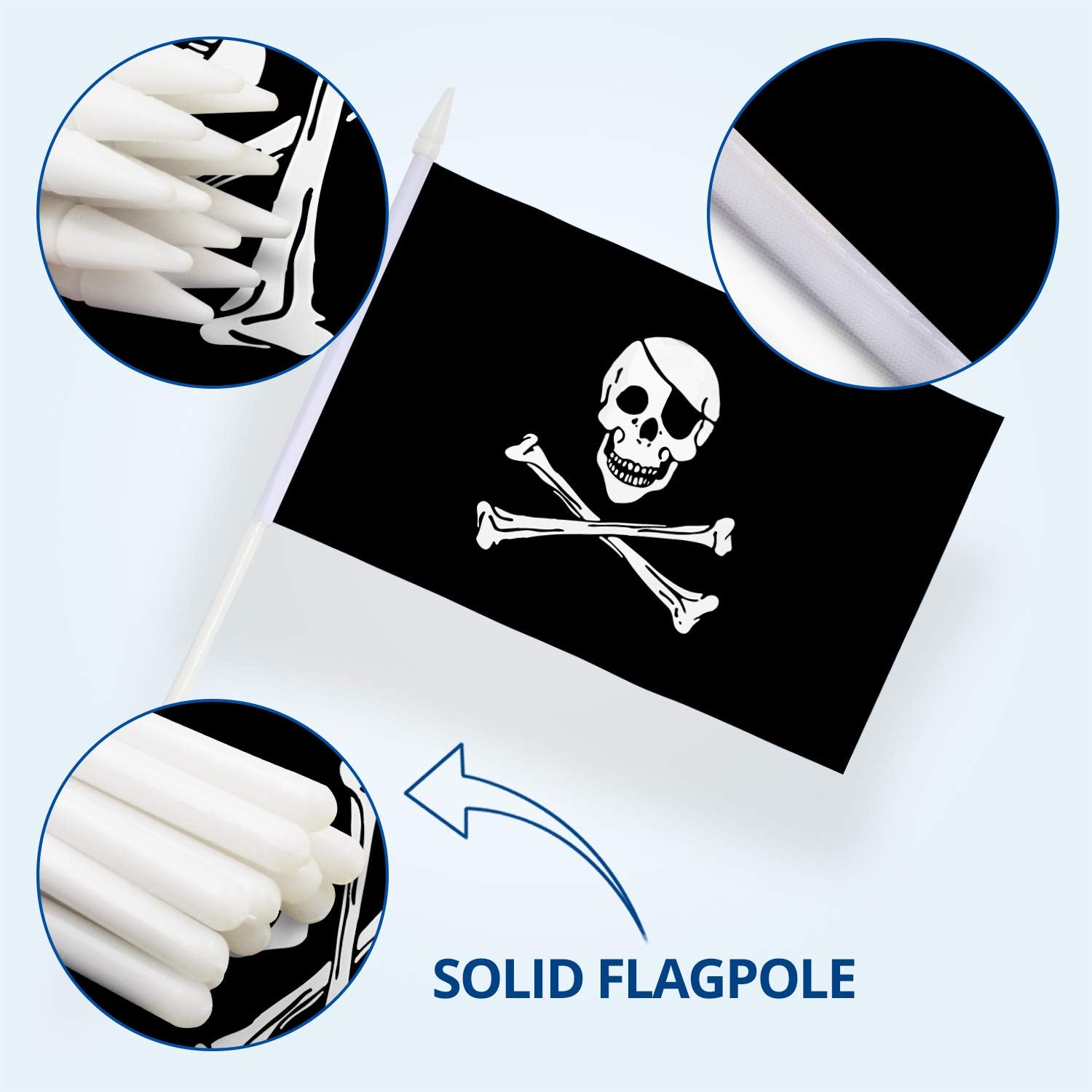 Anley Pirate Mini Flag on-stick ideal for hand-held celebrations and themed events.