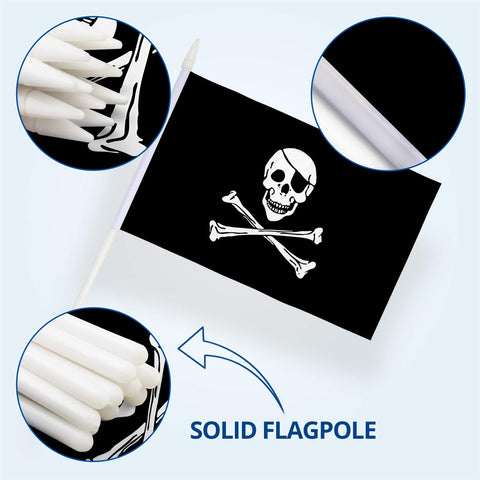 Anley Pirate Mini Flag on-stick ideal for hand-held celebrations and themed events.