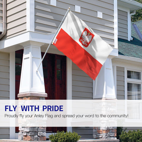 Anley Poland State Ensign flag close-up highlighting the Polish eagle emblem.