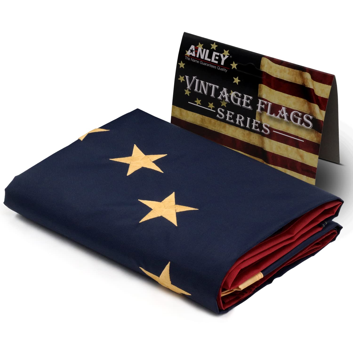 Durable polyester fabric with tea-stained vintage look.