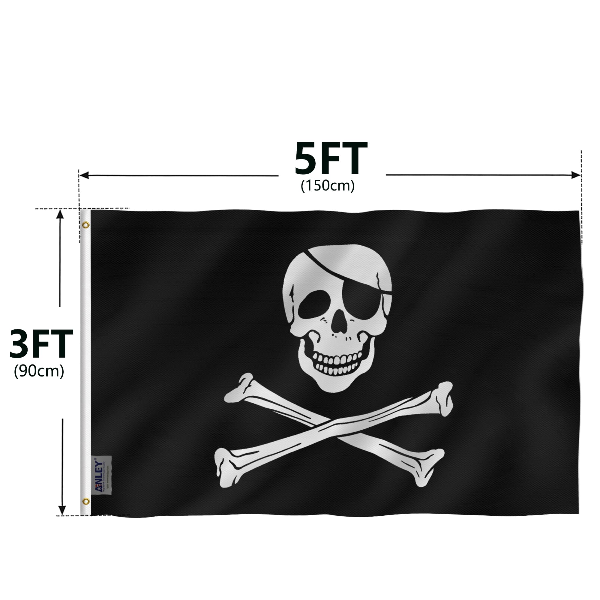 Anley pirate flag displayed on porch or tailgate for vibrant outdoor decor.