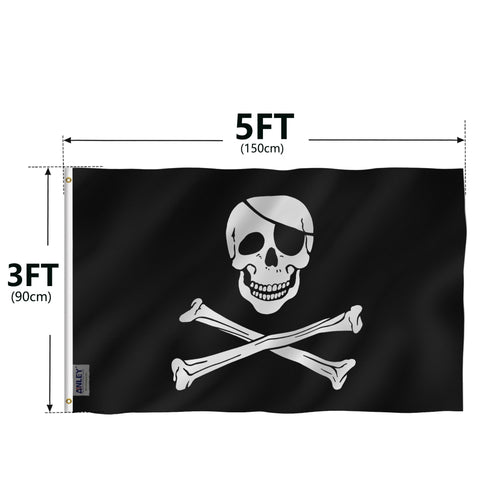 Anley pirate flag displayed on porch or tailgate for vibrant outdoor decor.