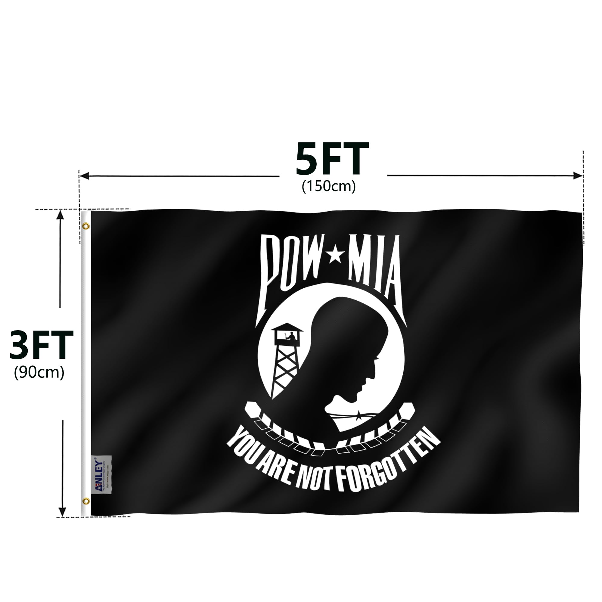 Anley POW MIA flag packaging included for quick setup.