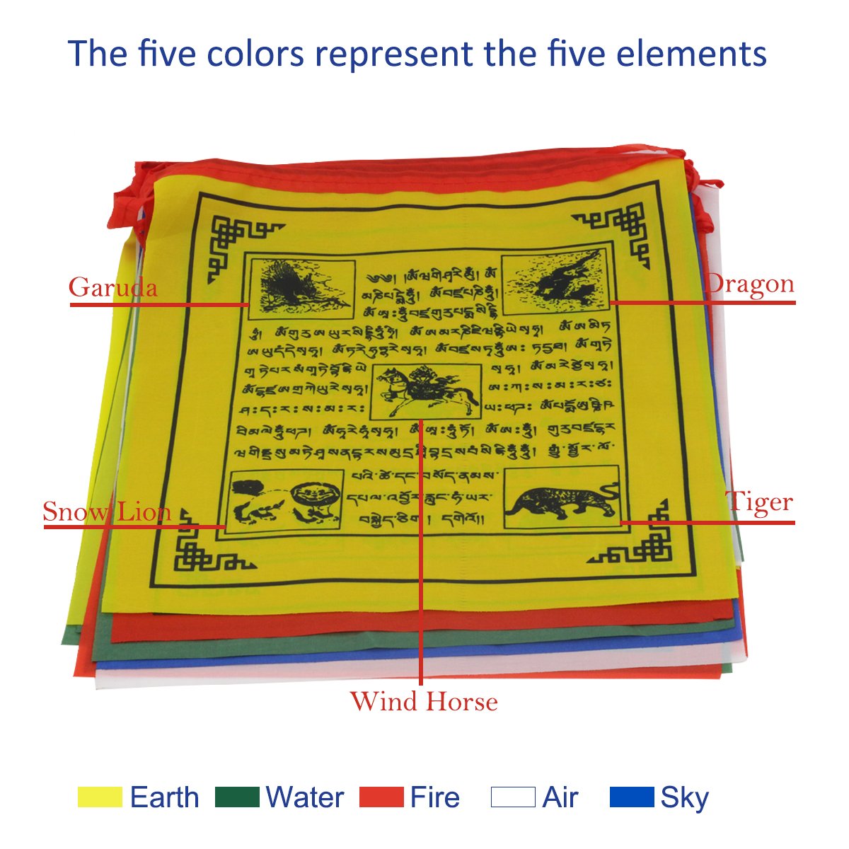 Anley prayer flag 10x10-inch size adds colorful, culturally rich accent to home or garden.