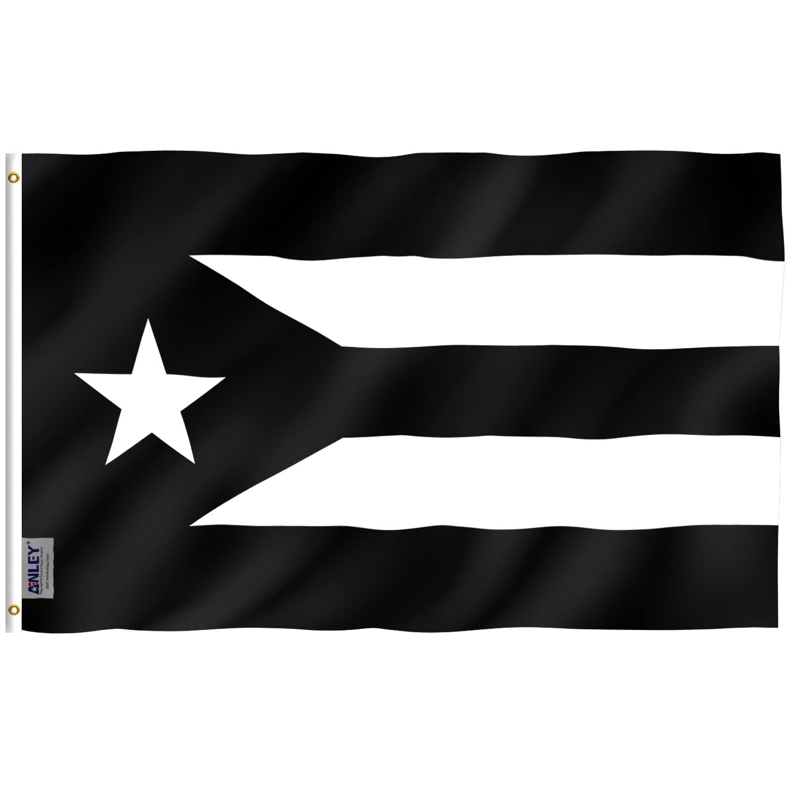 Anley Puerto Rico flag with bold black design, ideal for porch display.