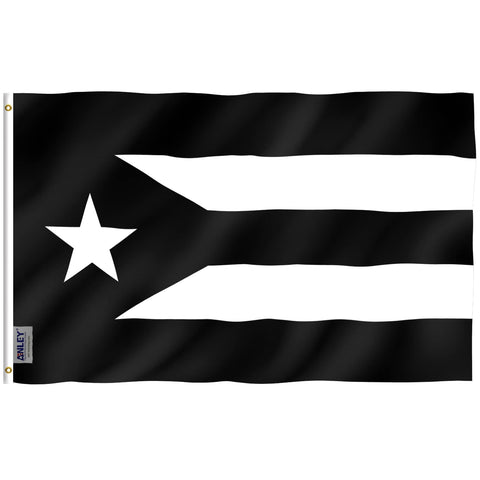 Anley Puerto Rico flag with bold black design, ideal for porch display.