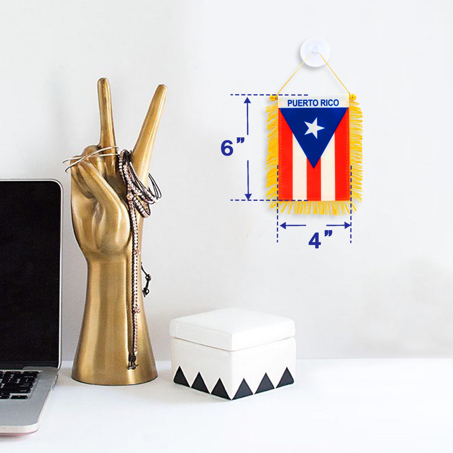 Suction hanger allows quick, tool-free setup for the Anley flag.
