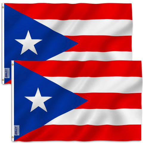 Anley Puerto Rico flag in Fly Breeze style shown for light-wind outdoor display.