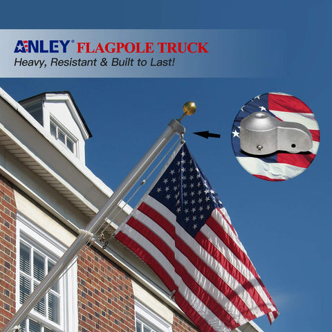 Anley flagpole truck fits 1.5–2 inch diameter poles for standard poles.