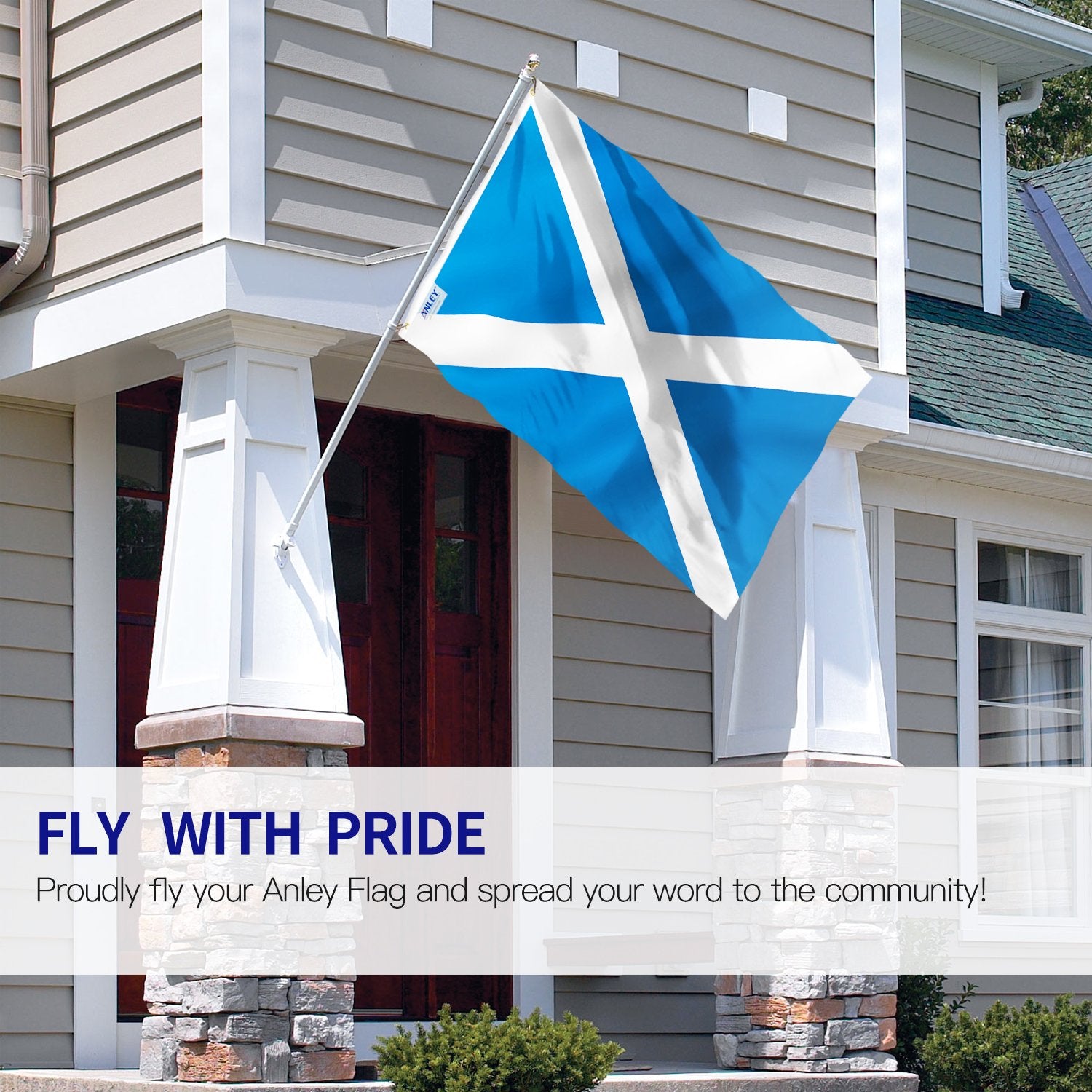 Anley Scotland flag close-up highlights brass grommets for durable mounting