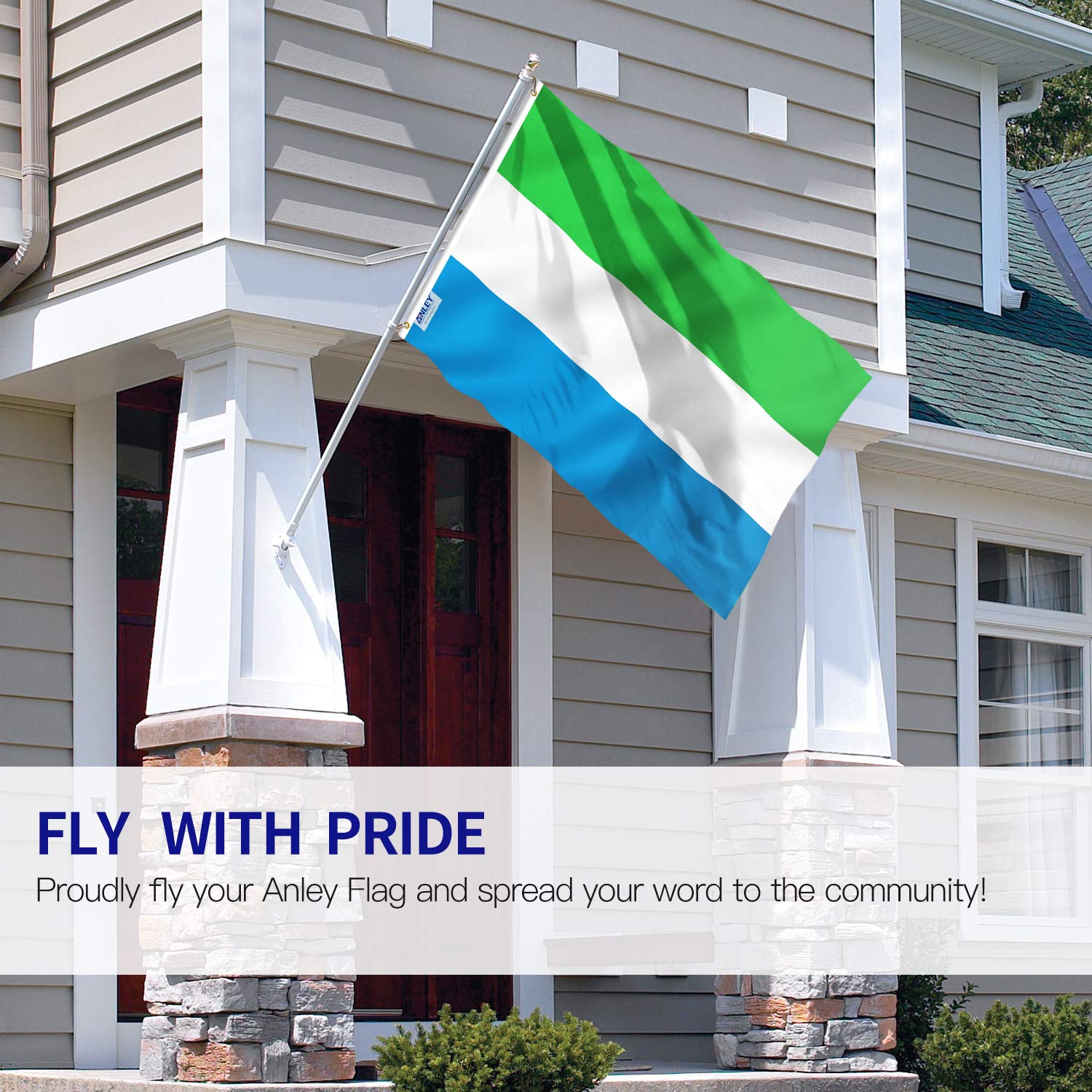 Anley Sierra Leone flag close-up showing brass grommets for durable mounting