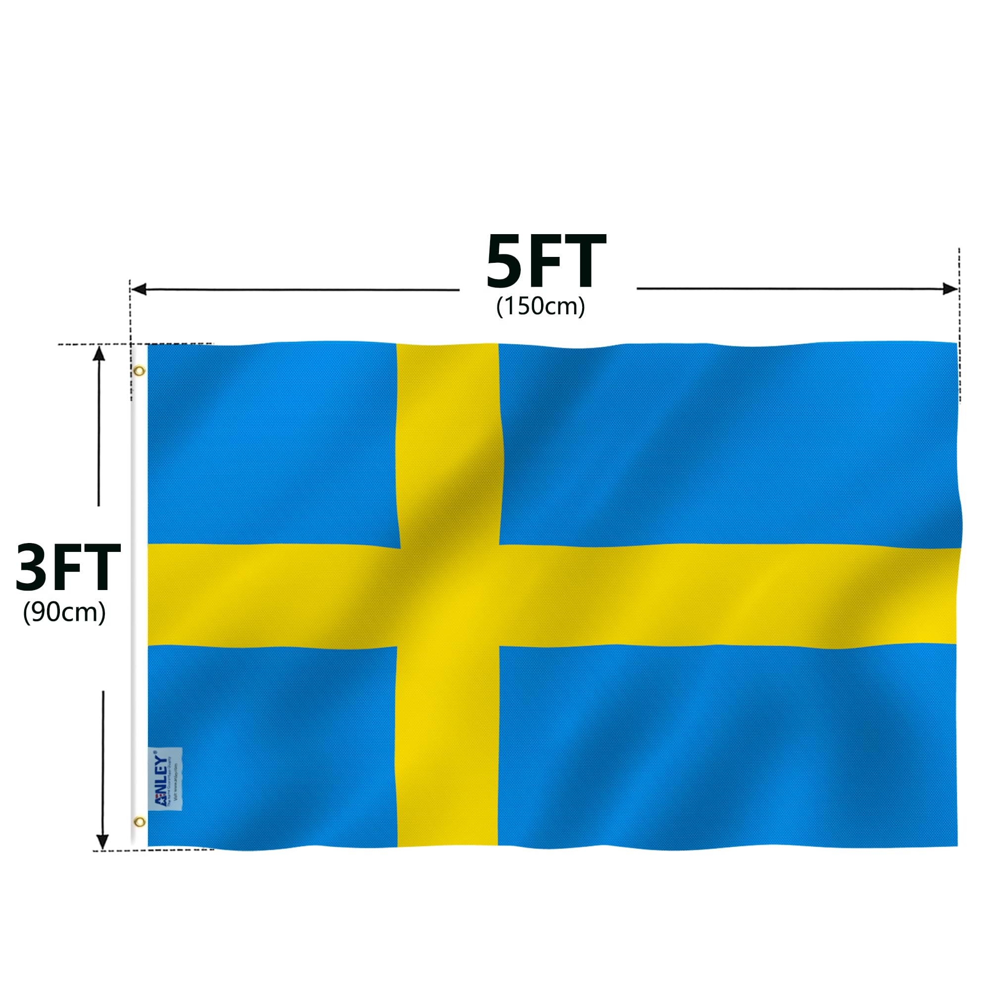 Anley Sweden flag 3x5-foot drapes gracefully on a flagpole for porch display.