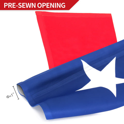 Anley flag sleeve fits standard poles for easy outdoor mounting.
