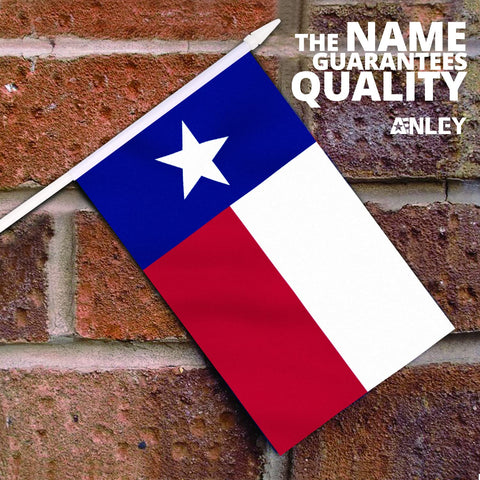 Anley Texas State mini flag 12-pack on spear tops, ready for events.