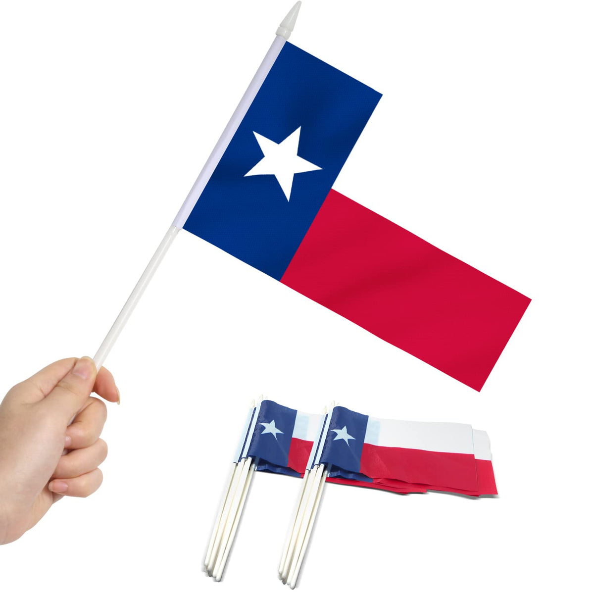 Anley Texas State mini flag on a stick, close-up showing vivid colors for decorative displays.
