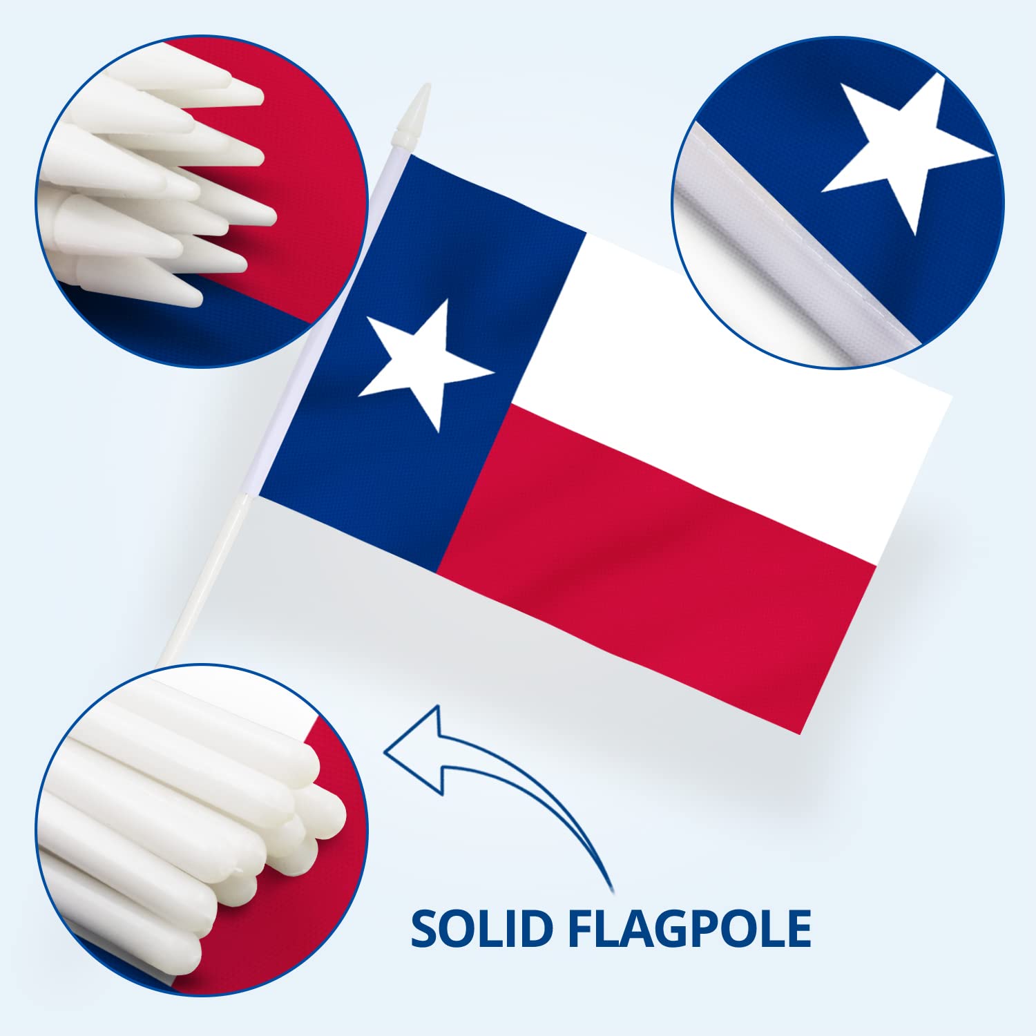 Anley Texas State mini flag in parade display with bright print.
