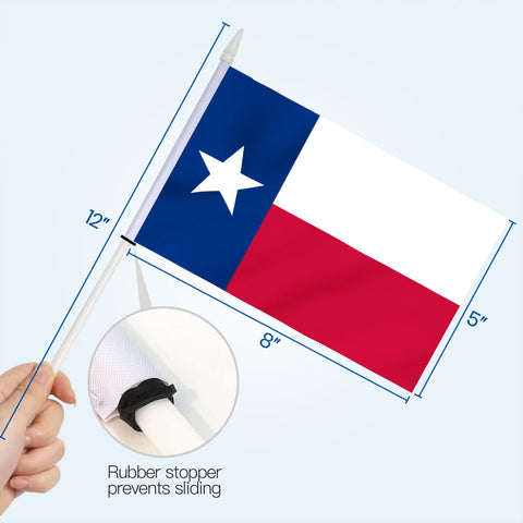 Anley Texas State mini flag polyester fabric close-up highlighting fade-resistant color.