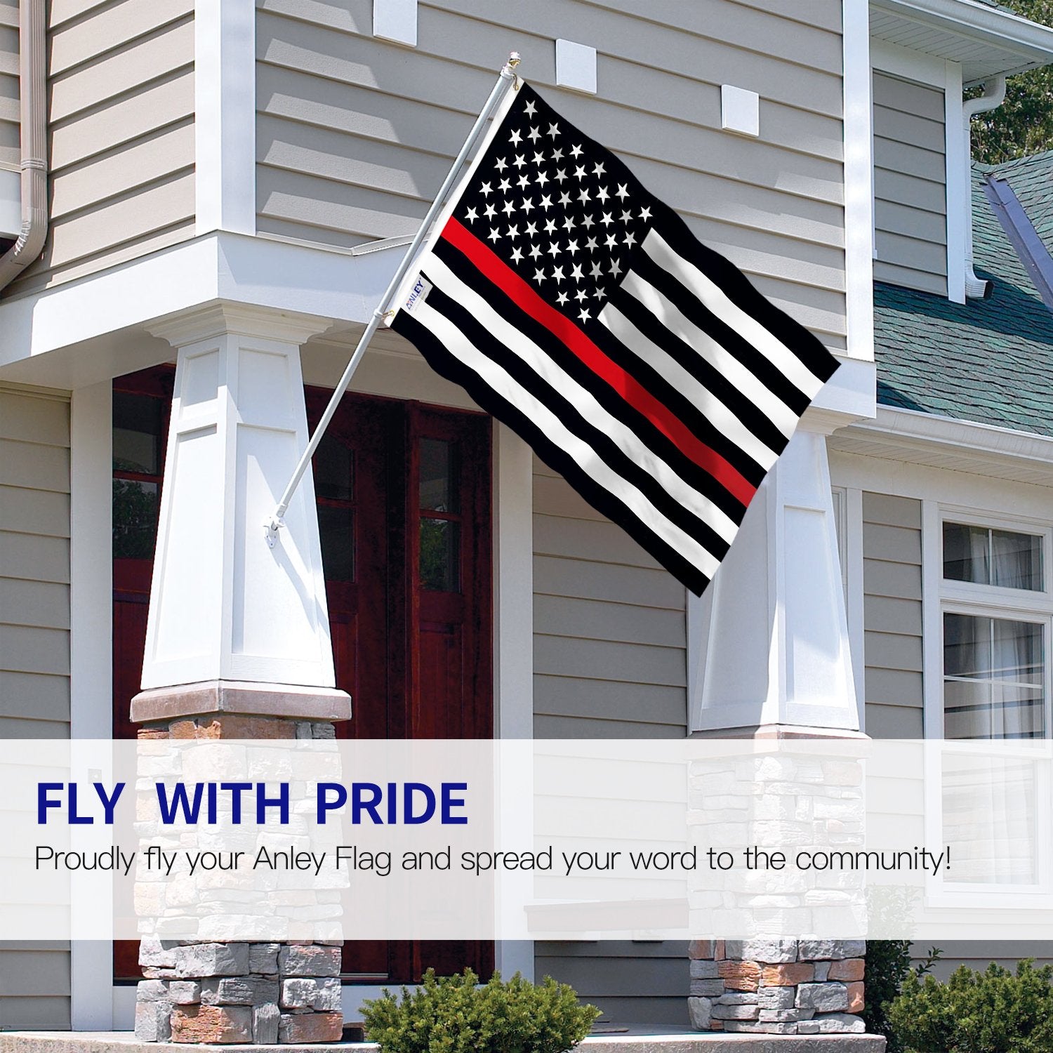 Anley Thin Red Line flag showing bright print for visibility.