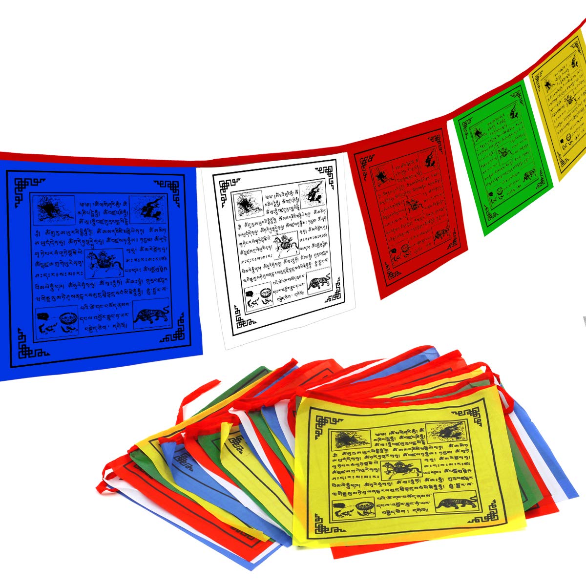 Anley Tibet prayer flag with wind-horse five-elements design enhances outdoor decor and peaceful vibes.