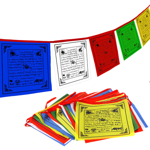 Anley Tibet prayer flag with wind-horse five-elements design enhances outdoor decor and peaceful vibes.