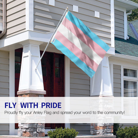 ANLEY transgender flag with brass grommets showcases sturdy hardware for easy mounting.