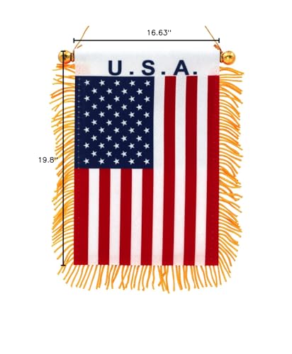 Anley US national fringed flag suitable for car rear-view or window display.