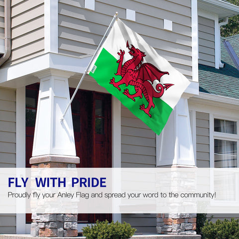 Close-up of Anley Wales flag canvas header for durable hanging
