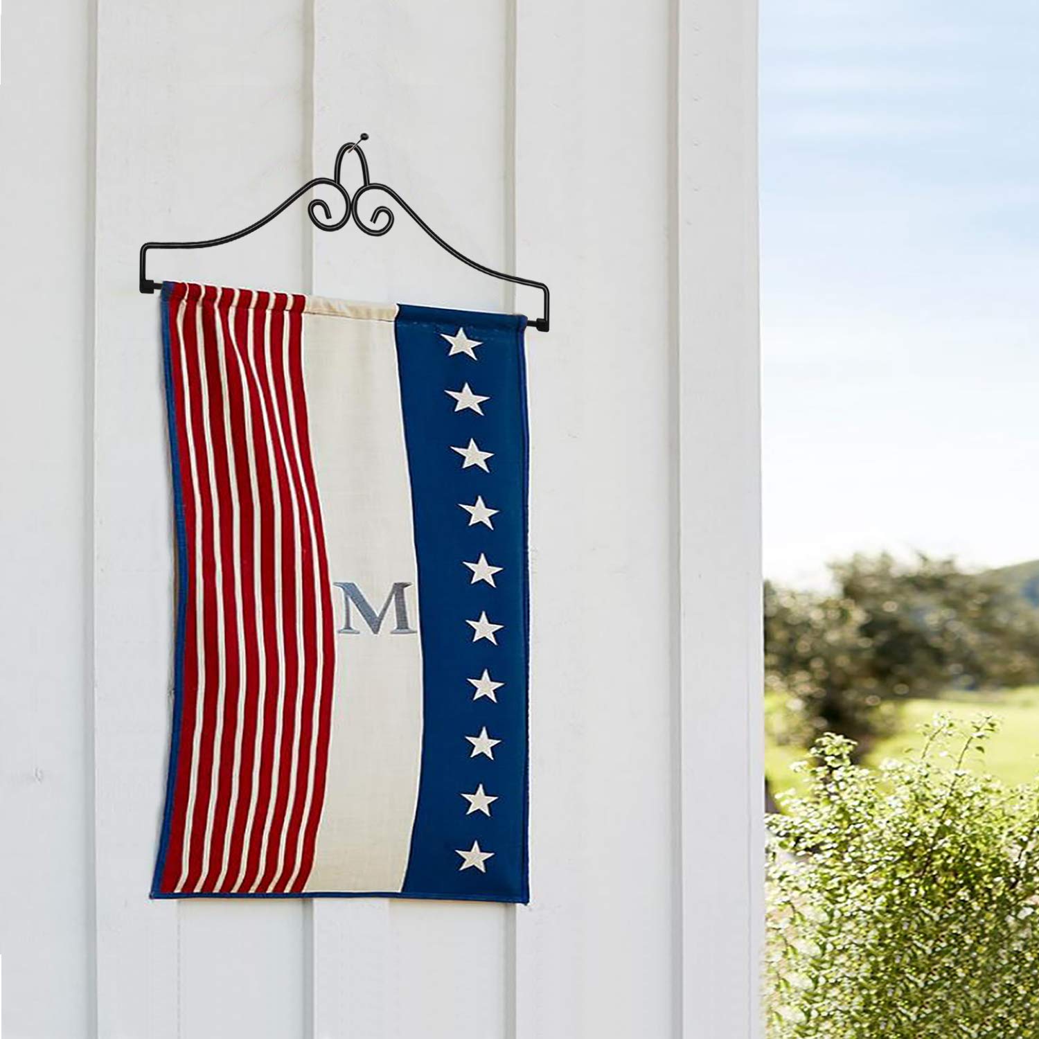 Anley weather-resistant garden flag hanger keeps flags secure in sun and rain