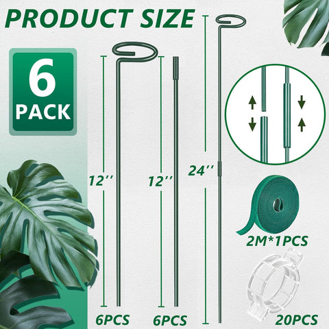 Durable metal stake resists wind and rain while supporting plants.