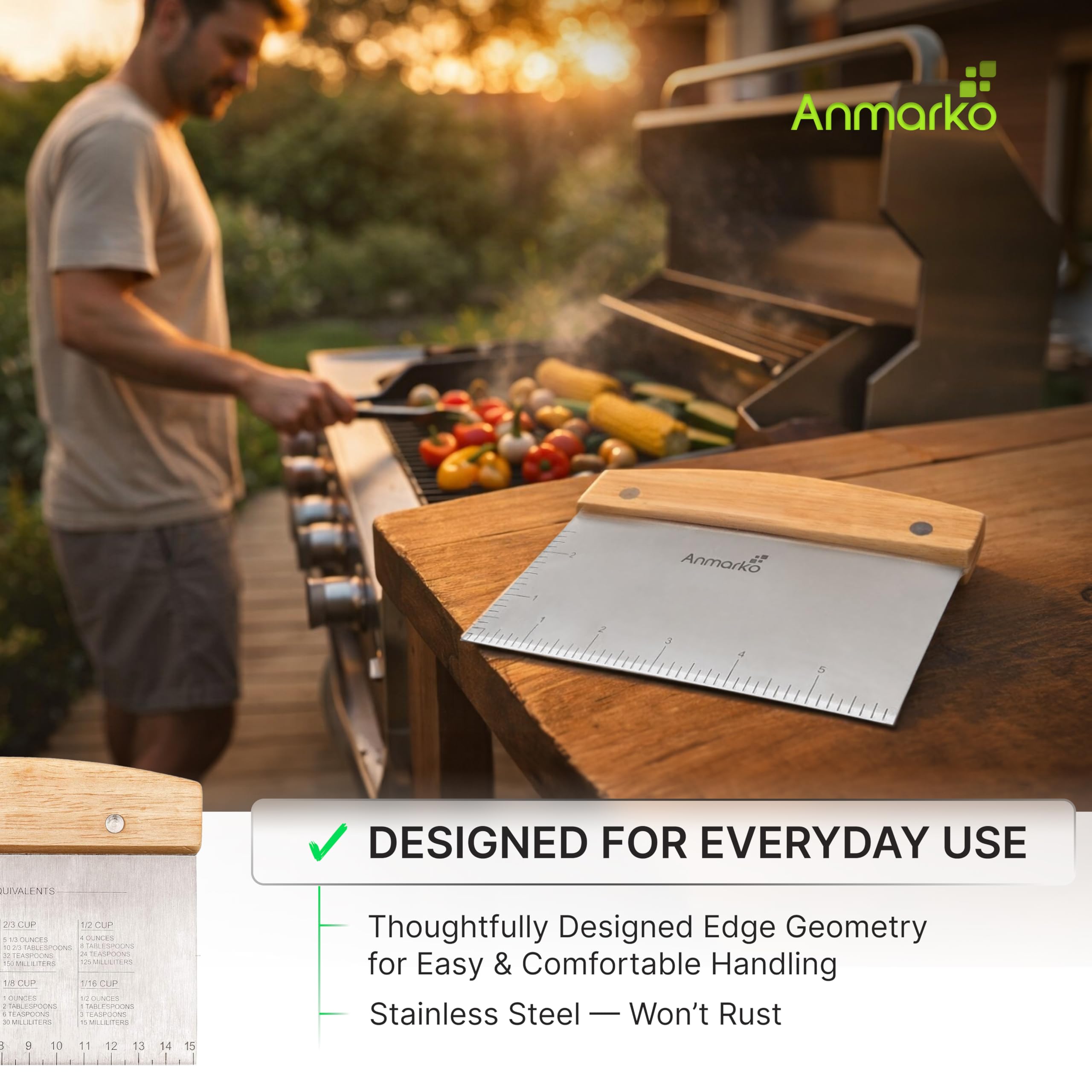 Anmarko compact bench scraper for quick portions and prep