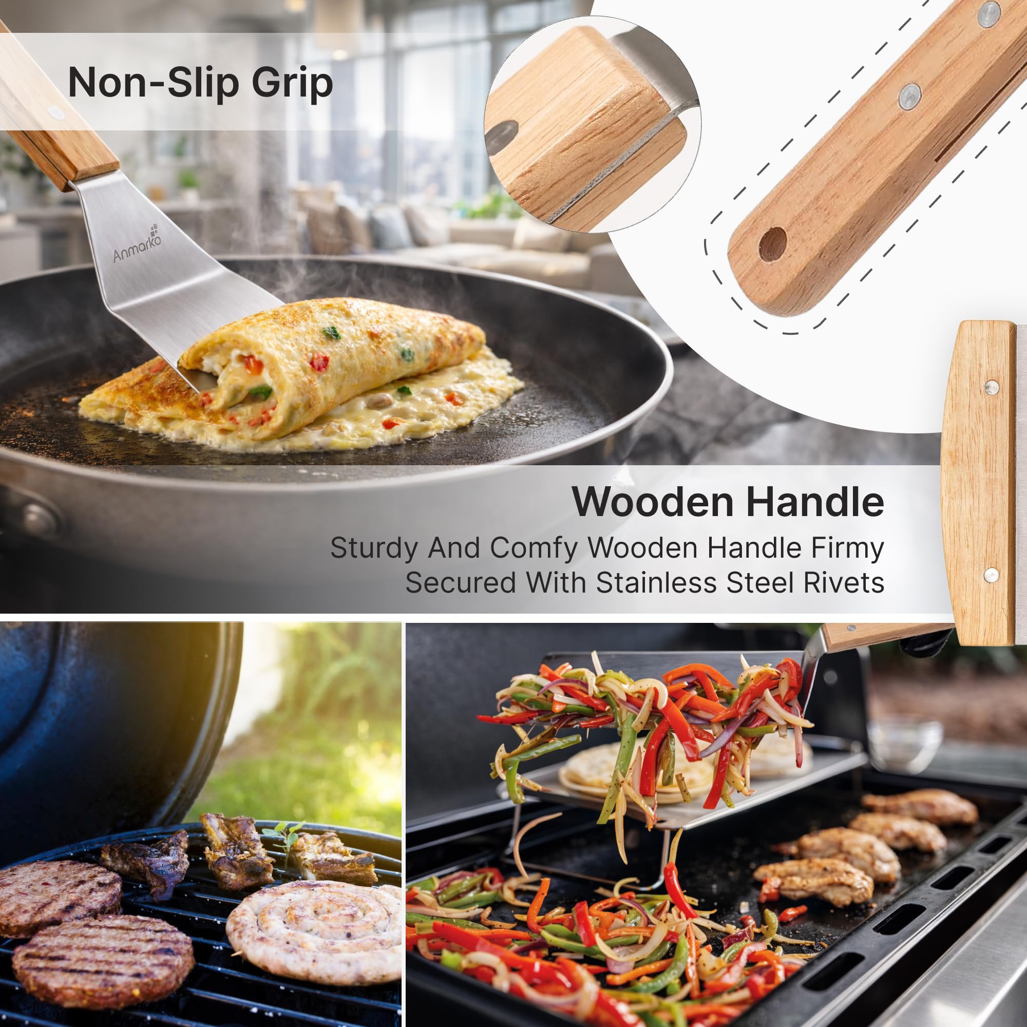 Anmarko professional grill spatula designed for heavy-duty use