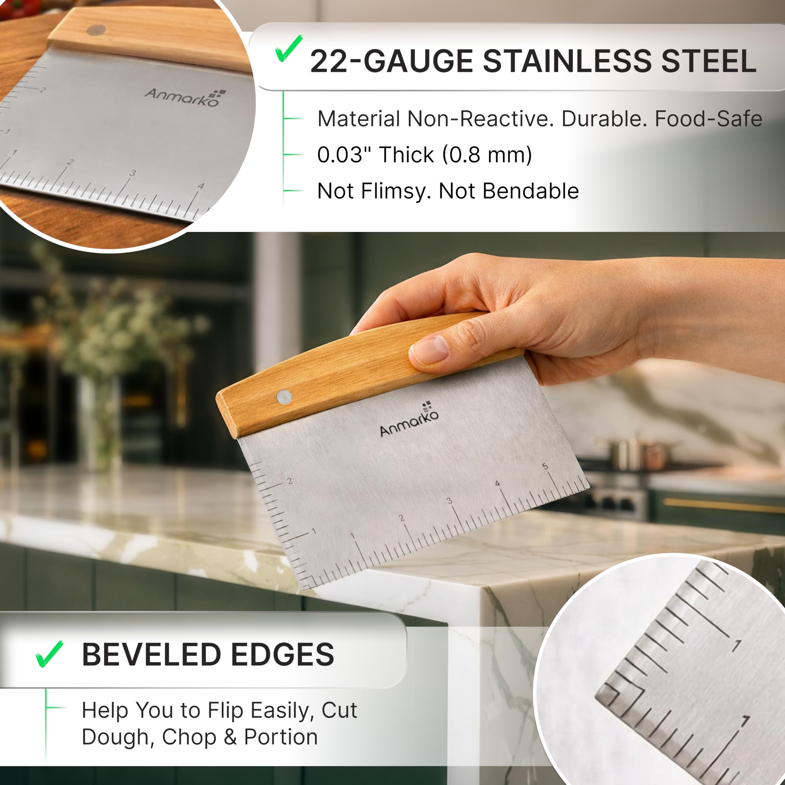 Anmarko measure guide inch marking for exact cooking measurements