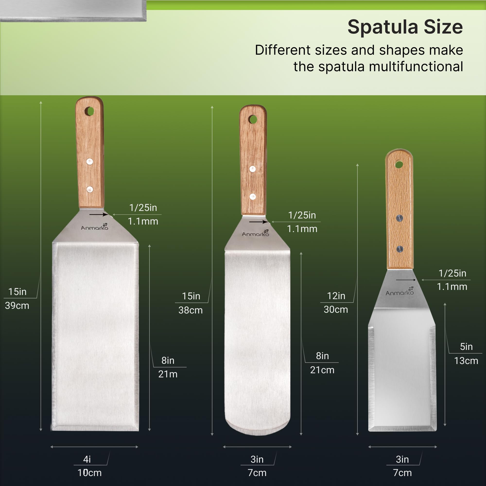 Anmarko pancake-turner 8inch for delicate batter flips