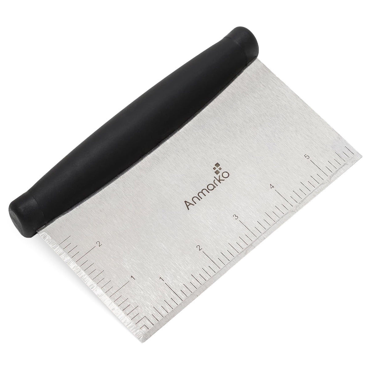 Anmarko stainless steel scraper chopper for precise griddle cleaning and dough cutting.