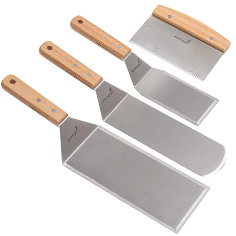 Anmarko teppanyaki spatula set with pancake flipper for precise griddle turning
