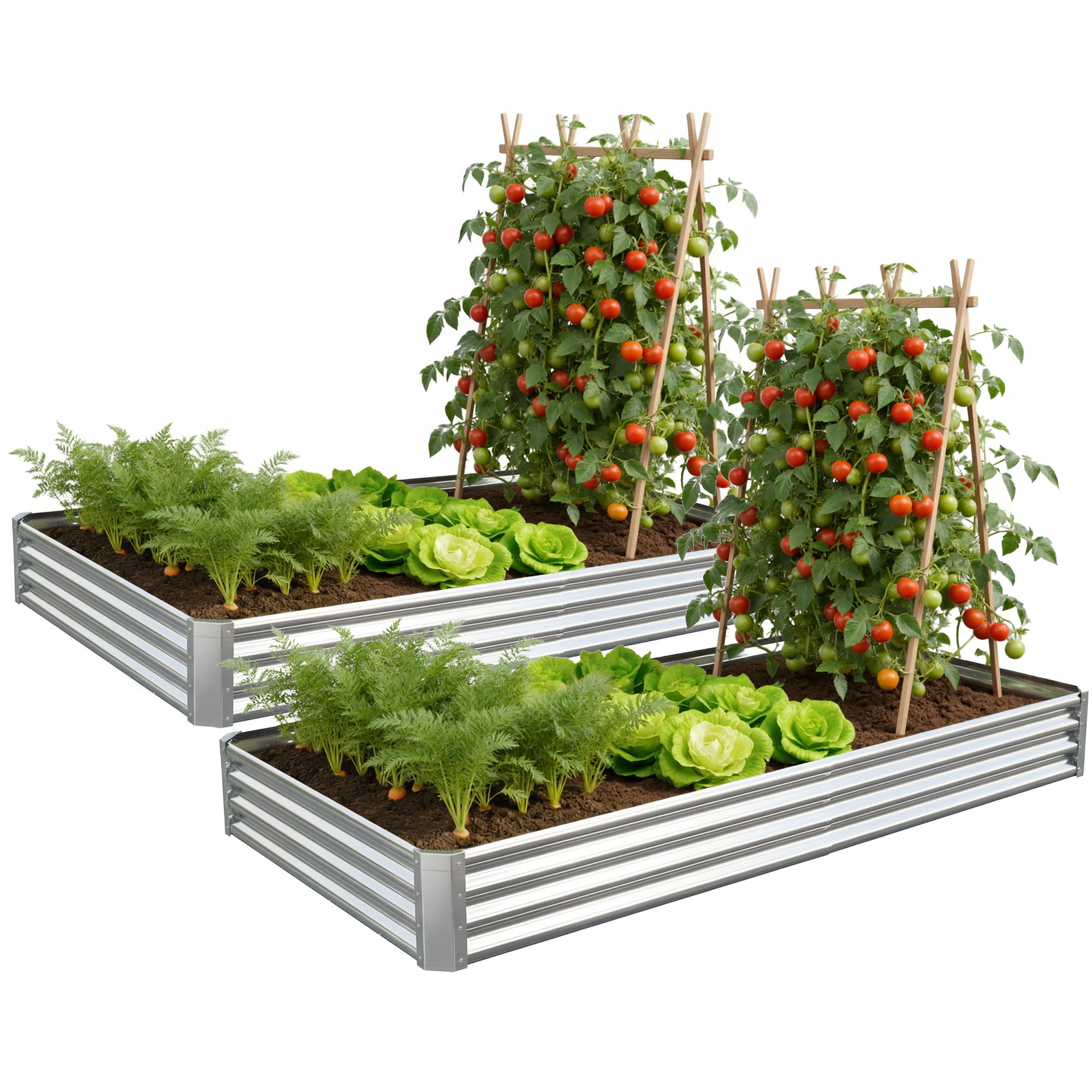 Anmiro galvanized raised garden bed side view highlighting durable construction