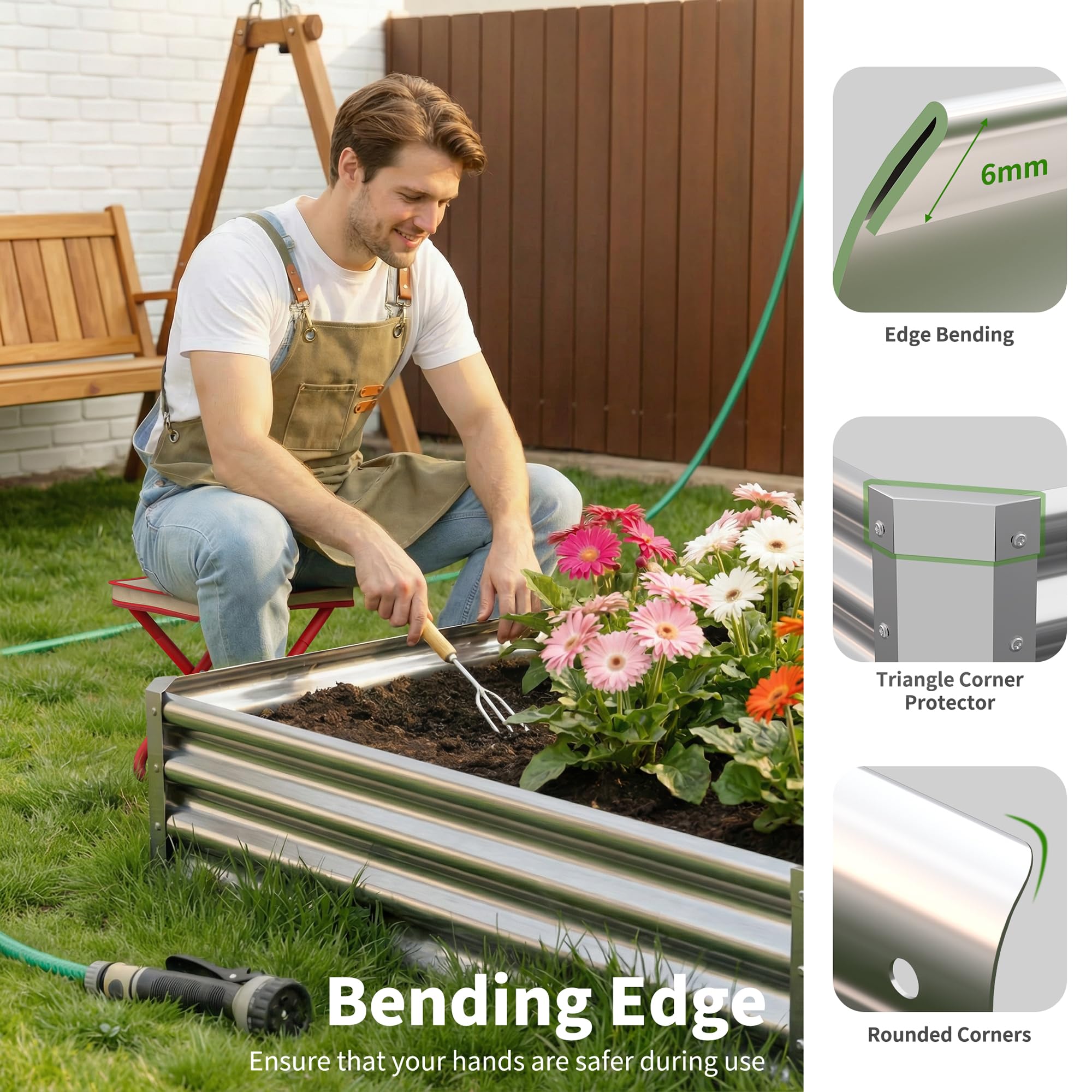Anmiro galvanized bed planted with vegetables shows versatile space for herbs