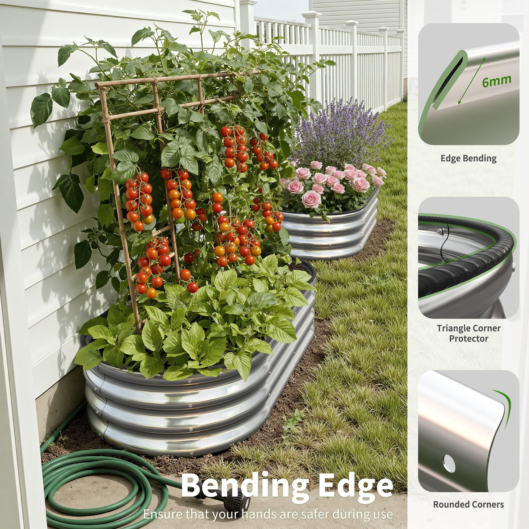 Anmiro galvanized steel garden bed demonstrates durability and rust resistance for outdoors