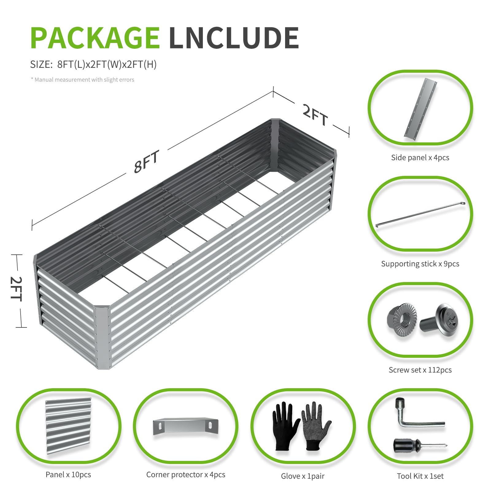 Anmiro galvanized planter with rubber-trim edges offers safe, comfortable handling.