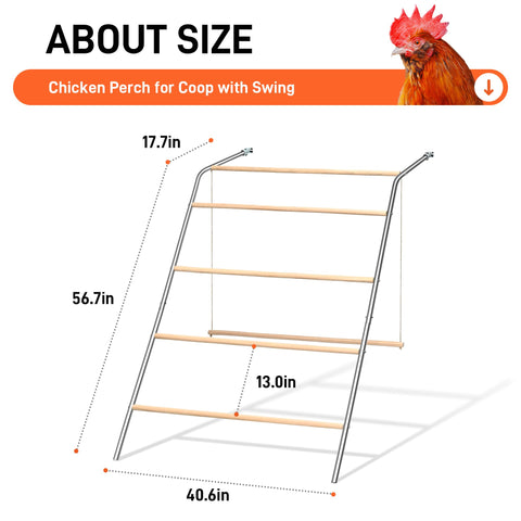 ANNDING chicken roosting bars swing top view with multi-level ladder