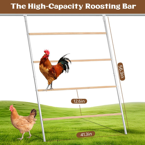 ANNDING 55-inch chicken perch with metal frame supports multiple hens comfortably