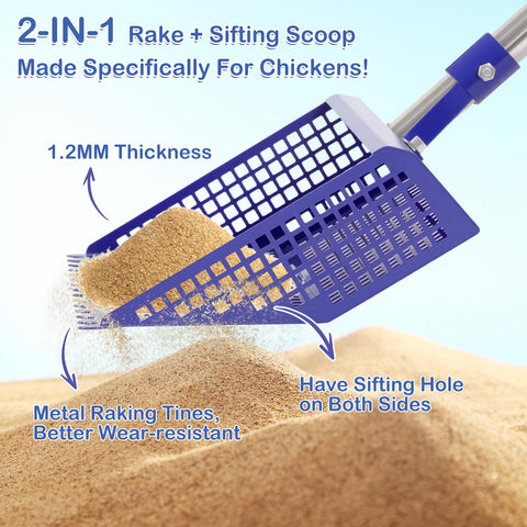 ANNDING extended-handle in adjustable length enables ergonomic coop cleanup.