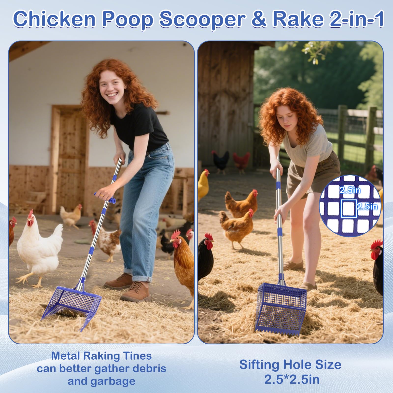 ANNDING versatile tool reduces bending when tidying kennels and coops.