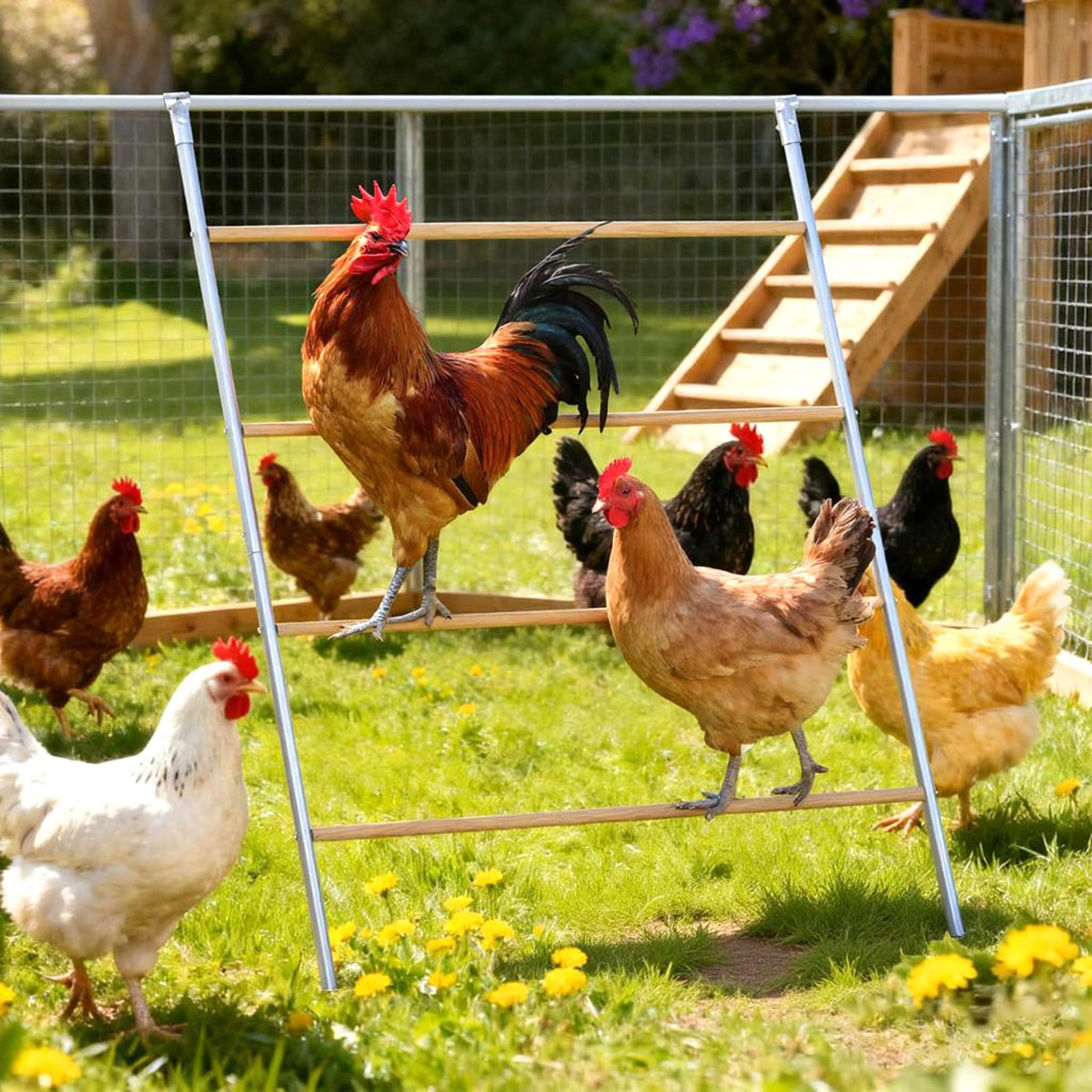ANNDING large chicken roosting bars with 55-inch perch for peaceful flock resting