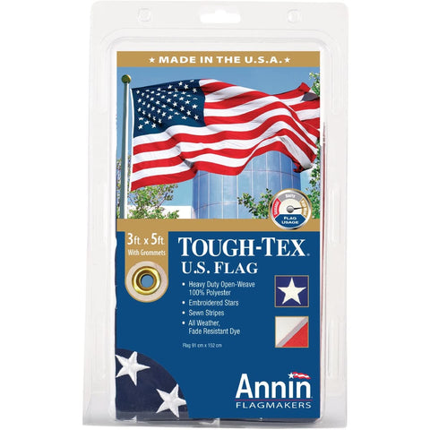 Annin Flagmakers 182005 3x5 Tough Tex US flag withstands wind for durable outdoor display