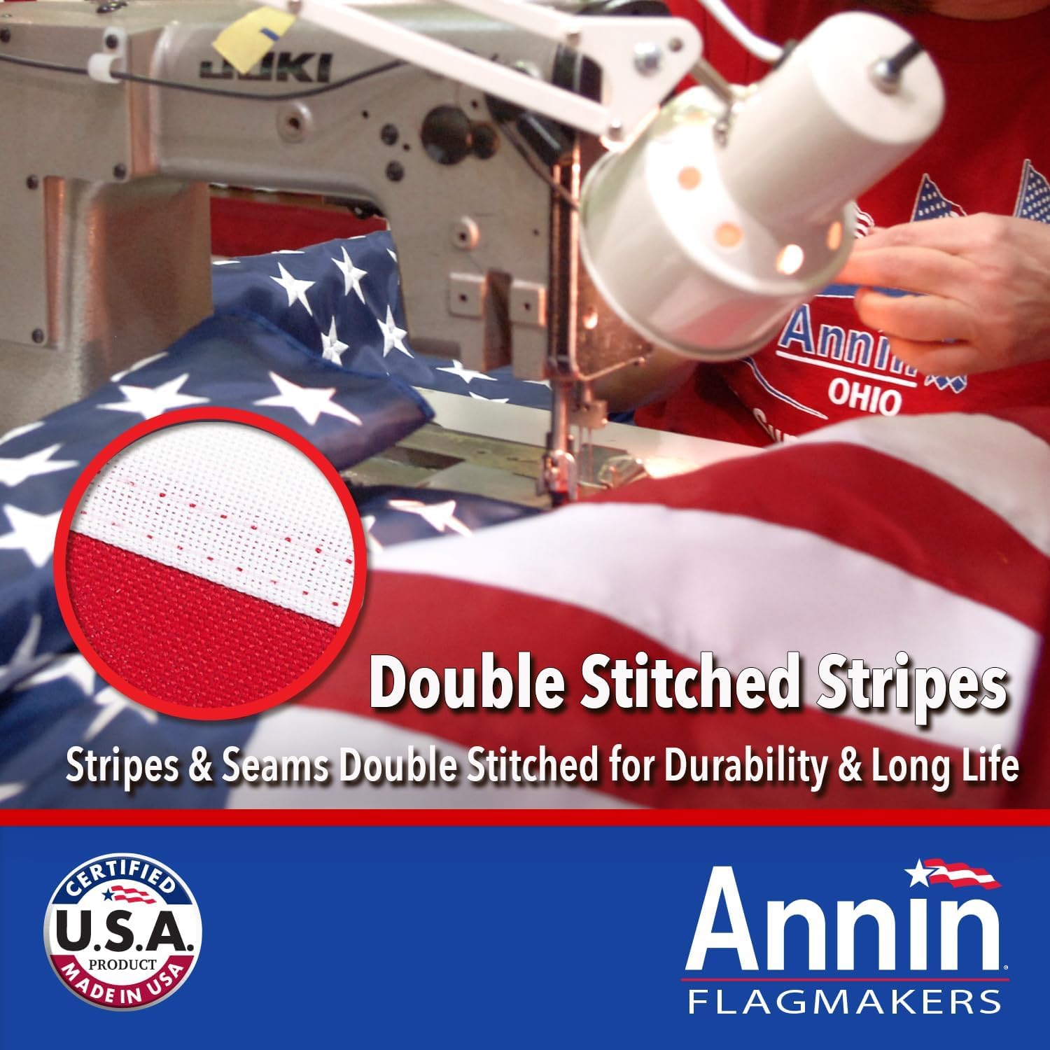 Annin Flagmakers open-weave polyester flag designed for wind-through performance.