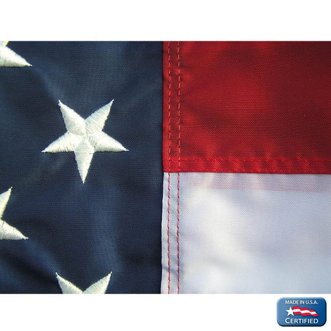 Annin Flagmakers sturdy header and stitching protect against wind shredding
