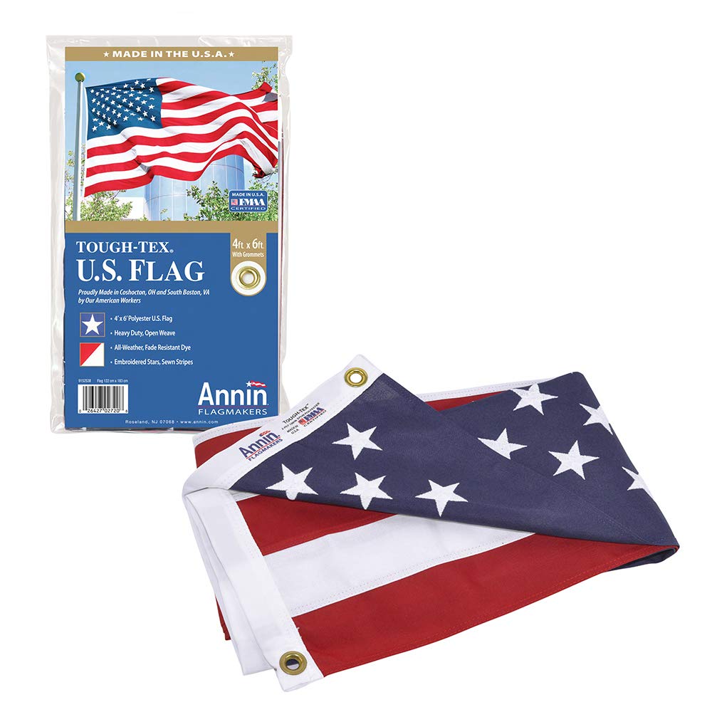 Annin Flagmakers Tough-Tex 4x6 flag in wind, wind-through open weave for reduced stress