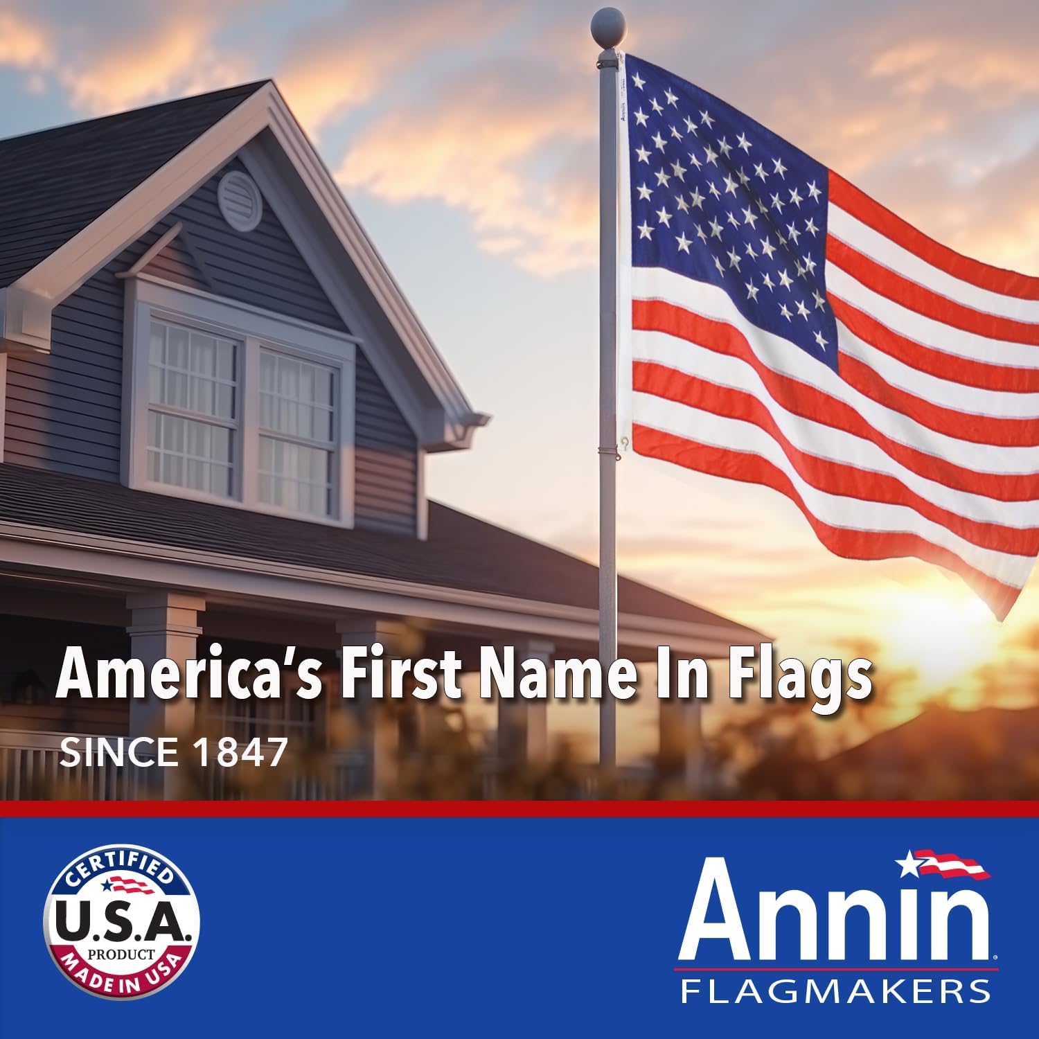 Stitching detail on Annin Tough-Tex flag showing durable seams